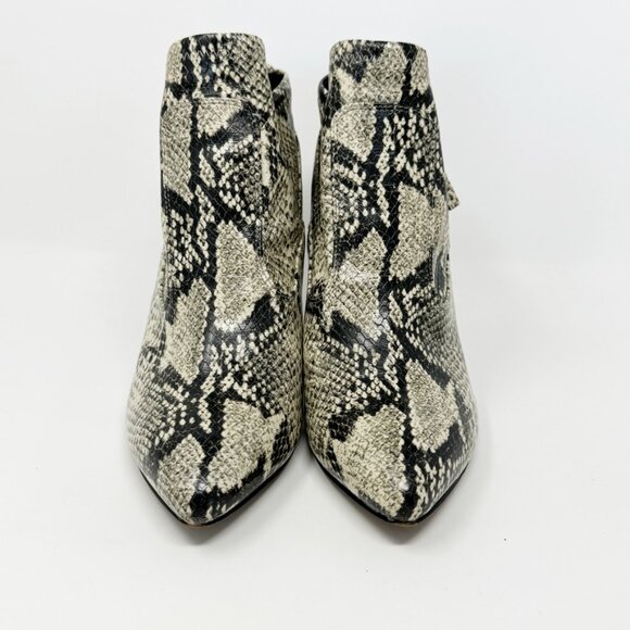 Franco Sarto Womens Cream Black Reptile Faux Leather Zip Heel Bootie Size 8 - Picture 3 of 10